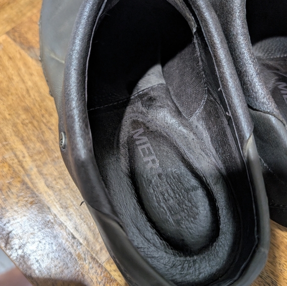 Merrell Luxe Wrap Brown Leather Slip On Studded Wedge Clogs Shoes Women’s - Picture 5 of 7